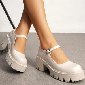 Platform Pumps Buckle Chunky Heel Pumps Dress Shoes